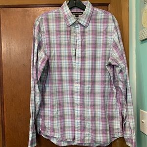 Michael Kors Mens Medium Shirt Purple Plaid Design